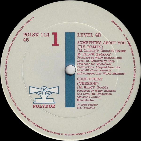 Level 42 / Something About You - 12", Single (VG+/VG+) - Image 2