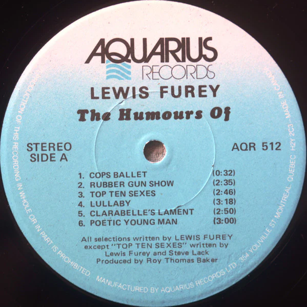 Lewis Furey / The Humours Of - LP, Album (VG+/VG+) - Image 3