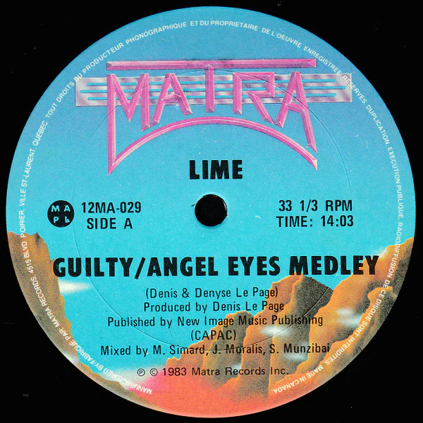 Lime  / Guilty/Angel Eyes Medley / Angel Eyes - 12" (VG+/VG+) - Image 3