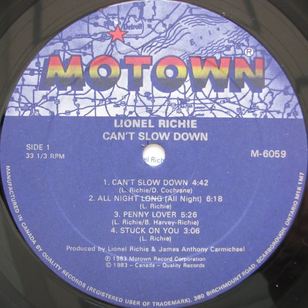 Lionel Richie / Can't Slow Down - LP Used (VG/VG) - Image 4