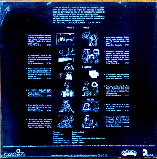 Louis-Paul Allard, Roger Joubert, Tex Lecor, Pierre Labelle / Le Tout Nouveau Festival de L'humour - LP, Album (VG+/VG+) - Image 2