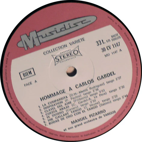 Manuel Pizarro Et Son Grand Orchestre Argentin / Hommage A Carlos Gardel - LP, Album (VG/VG) - Image 3