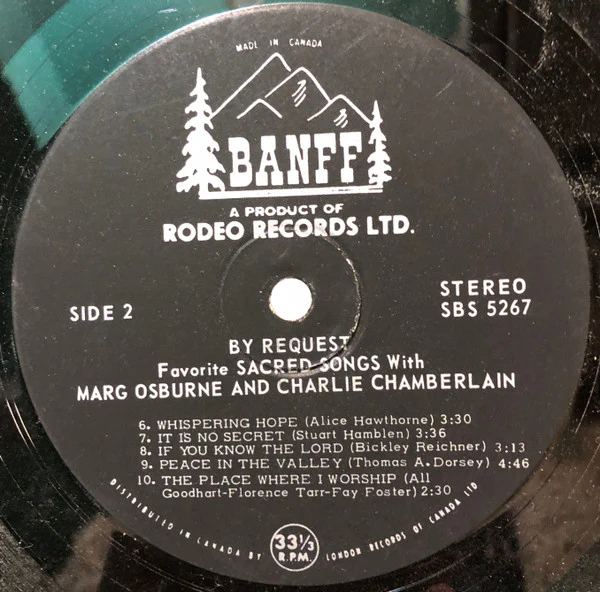 Marg Osburne , And Charlie Chamberlain / Marg Osburne And Charlie Chamberlain Sing Favorite Sacred Songs - LP, Album (VG/VG) - Image 4