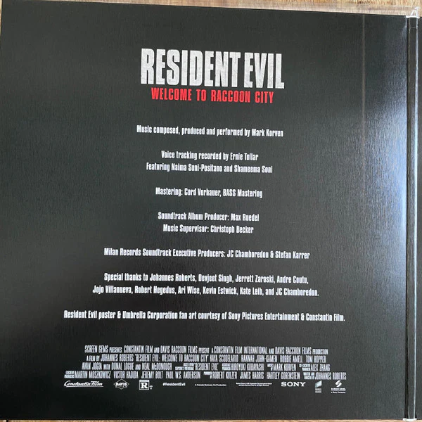 Mark Korven / Resident Evil Welcome To Raccoon City (Original Motion Picture Soundtrack) - 2xLP, Ltd, Num, Bla (M/M) - Image 5