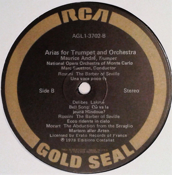 Maurice André With Orchestre National De L'Opéra De Monte-Carlo Conducted By Marc Soustrot / Arias For Trumpet And Orchestra - LP, RE (VG+/VG+) - Image 4