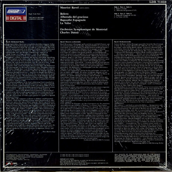 Maurice Ravel - Charles Dutoit / Orchestre Symphonique De Montréal / Bolero - La Valse -  Rapsodie Espagnole  - Alborada Del Gracioso - LP, Album (VG+/VG+) - Image 2
