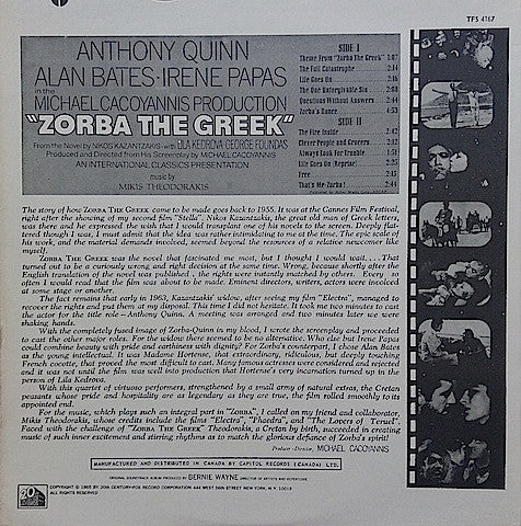 Mikis Theodorakis / Zorba The Greek (Original Soundtrack) - LP,Album,Stereo (VG+/VG+) - Image 2