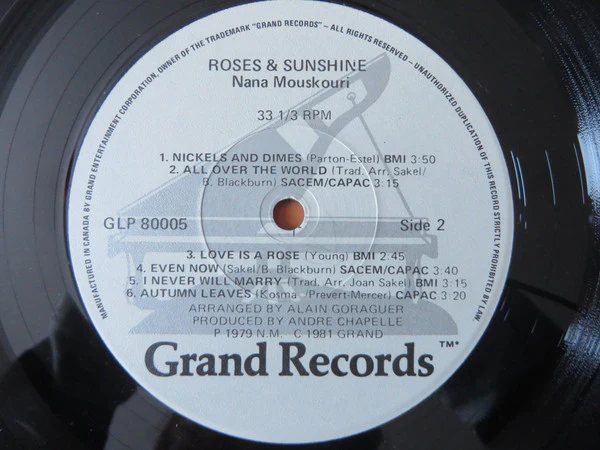 Nana Mouskouri / Roses & Sunshine - LP, Album (M/M) - Image 4