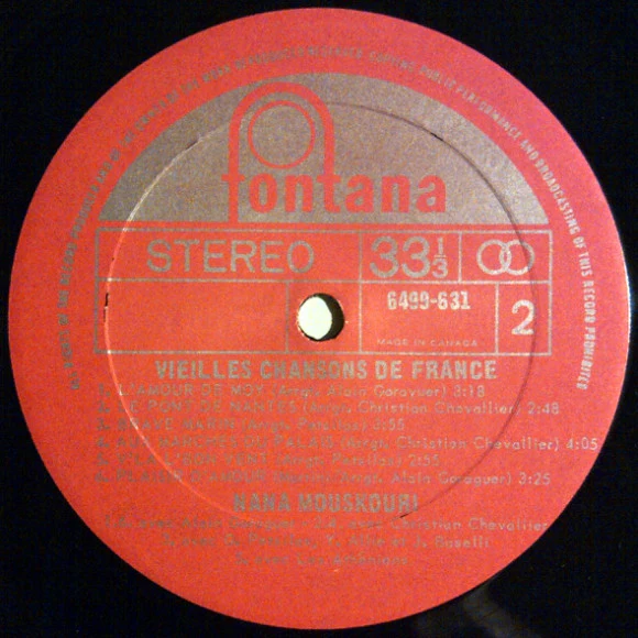 Nana Mouskouri / Vieilles Chansons De France - LP, Gat (VG+/VG+) - Image 5