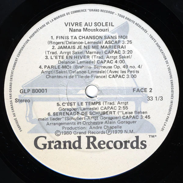 Nana Mouskouri / Vivre Au Soleil - LP, Album (VG+/VG+) - Image 4