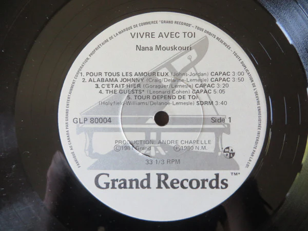 Nana Mouskouri / Vivre Avec Toi - LP (VG+/VG+) - Image 3