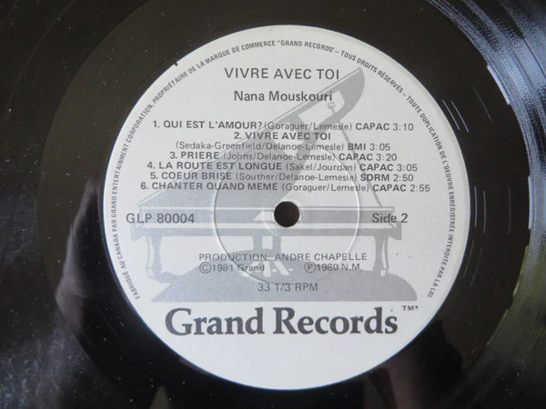 Nana Mouskouri / Vivre Avec Toi - LP (VG+/VG+) - Image 4