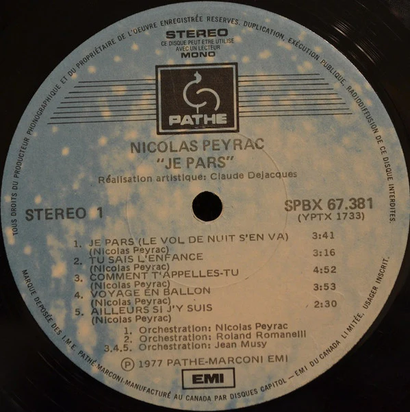 Nicolas Peyrac / Je Pars - 2xLP, Comp (VG/VG) - Image 3