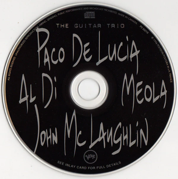 Paco De Lucía, Al Di Meola, John McLaughlin / The Guitar Trio - CD, Album, Club (VG+/VG+) - Image 3