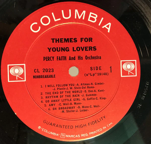 Percy Faith & His Orchestra / Themes For Young Lovers - LP, Album, Mono (VG/G+) - Image 3