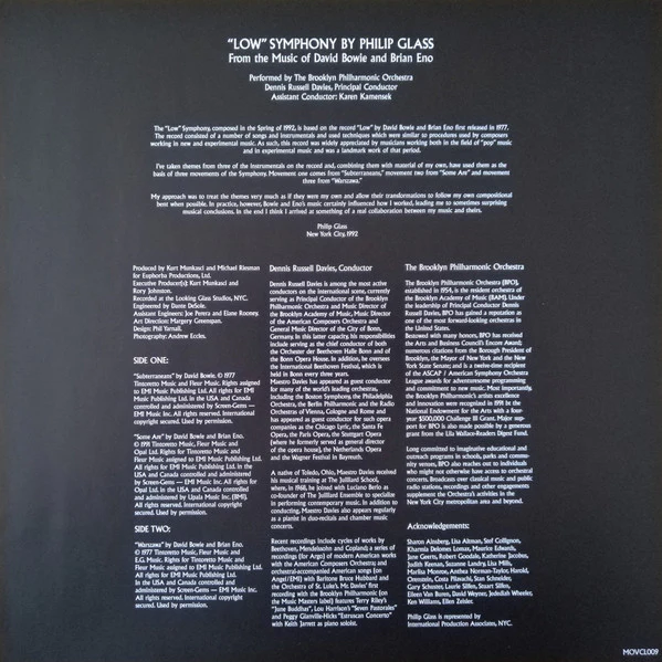 Philip Glass From The Music Of David Bowie & Brian Eno / "Low" Symphony - LP, Album, RE, 180 (M/M) - Image 5