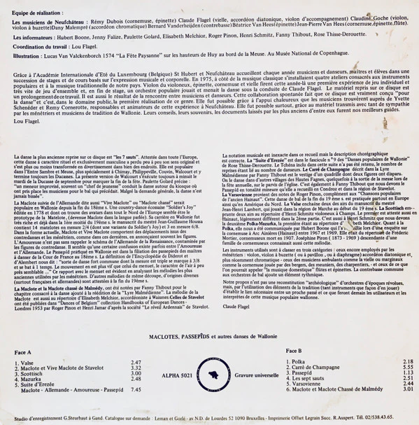 Rémy Dubois, Claude Flagel, Claudine Goche, Dany Malempré, Bernard Vanderheijden, Béatrice Van Hees, Jean-Pierre Van Hees / Maclotes, Passepîds Et Autres Danses de Wallonie - LP (VG+/VG+) - Image 4