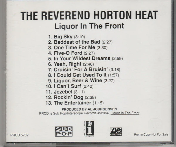 Reverend Horton Heat / Liquor In The Front - CD, Album, Promo (VG+/No Cover) - Image 2