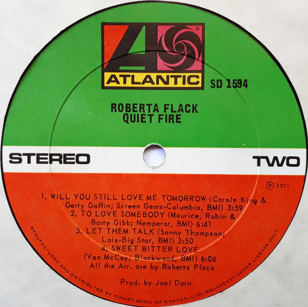 Roberta Flack / Quiet Fire - LP, Album (VG+/VG+) - Image 4