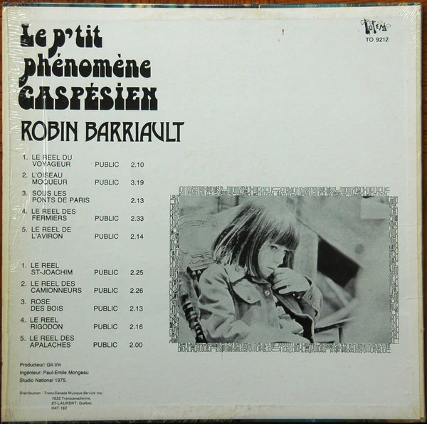 Robin Barriault / Le P'tit Phénomène Gaspésien - LP, Album (VG+/VG+) - Image 2