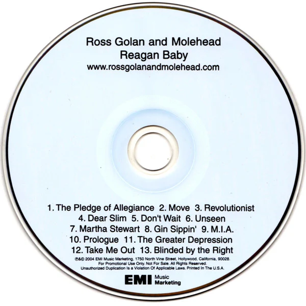 Ross Golan And Molehead / Reagan Baby - CD, Album, Promo (VG+/VG+) - Image 3