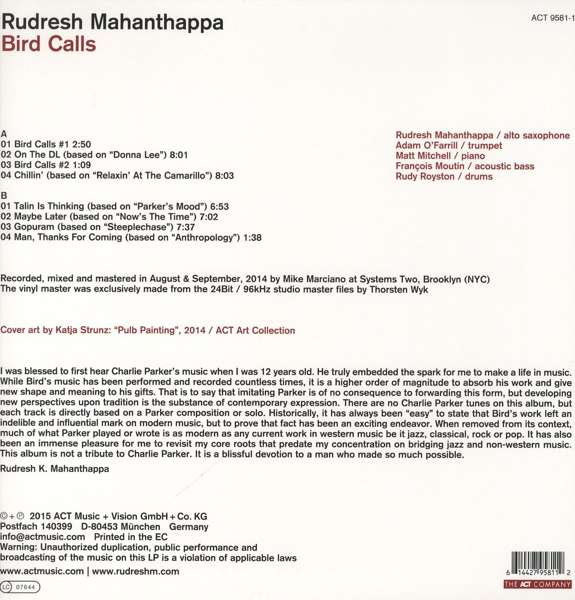 Rudresh Mahanthappa / Bird Calls - LP (M/M) - Image 2