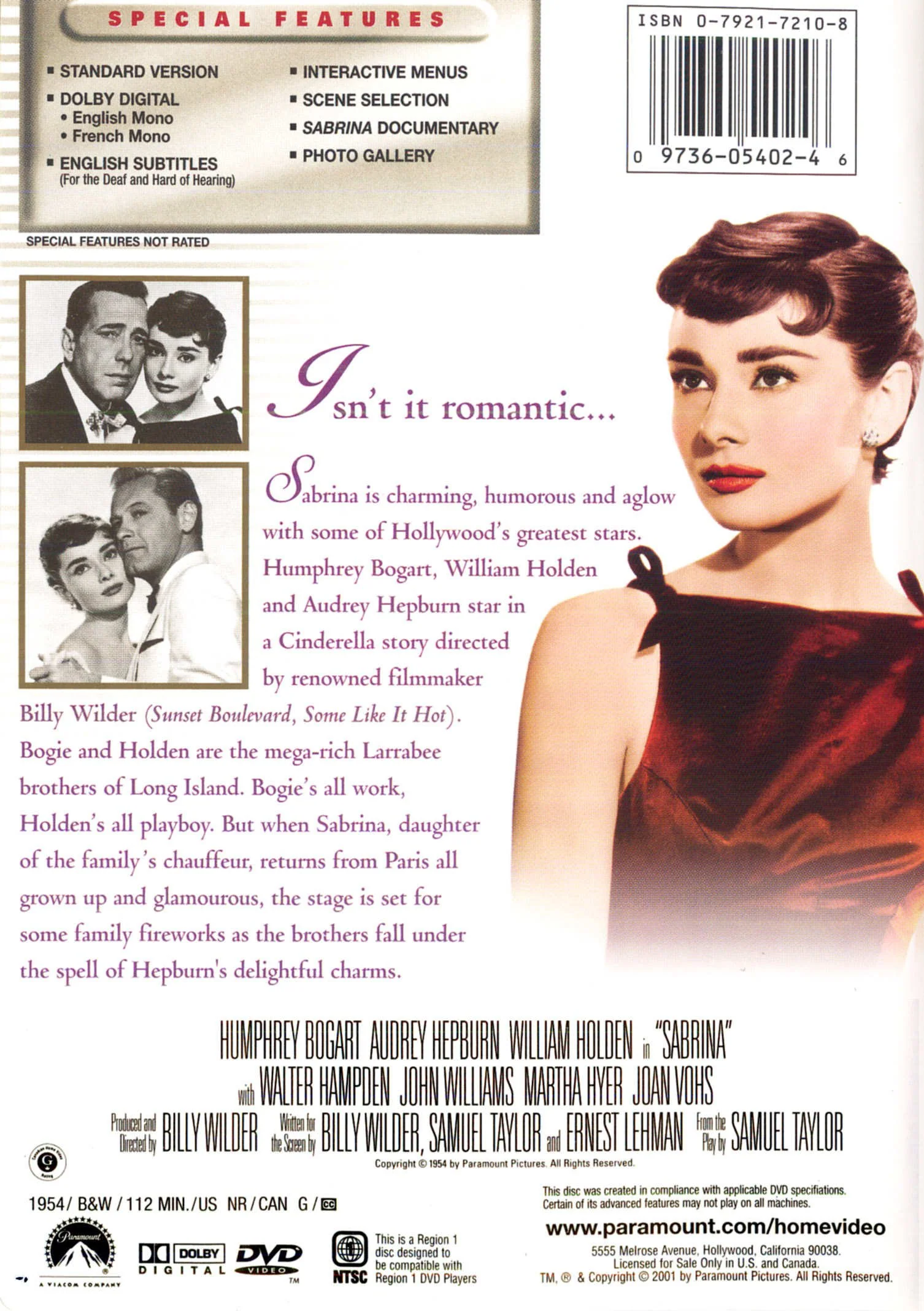 Sabrina (Full Screen) (Bilingual) - DVD (Used) - Image 2
