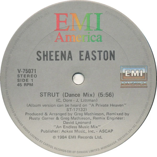 Sheena Easton / Strut - 12", Single (VG+/VG+) - Image 3