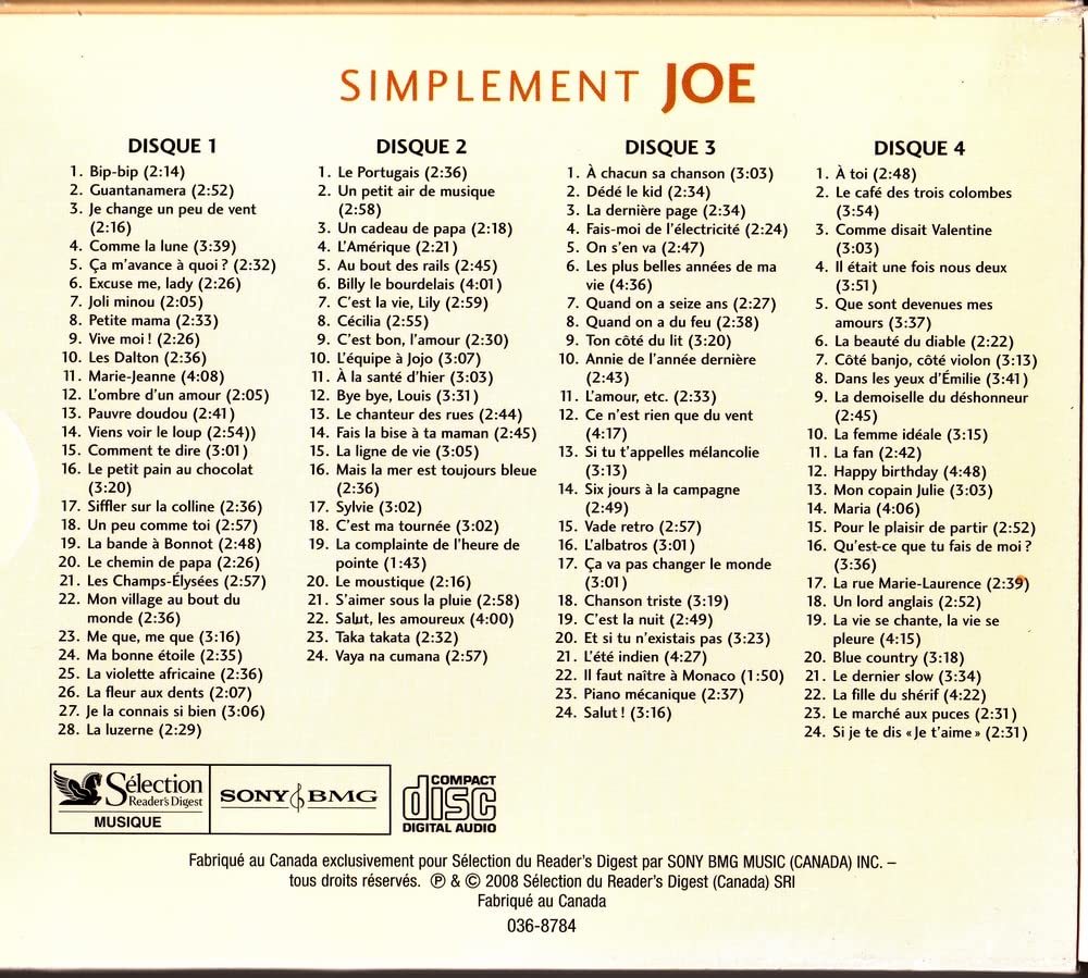 Simplement Joe - Une Compilation Des Plus Grands Succès De Joe Dassin - 2008 - (Canada) - CDX4 - Image 2