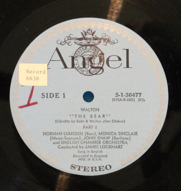 Sir William Walton, Monica Sinclair, John Shaw , Norman Lumsden, English Chamber Orchestra, James Lockhart / The Bear - LP, Album (VG+/VG+) - Image 3