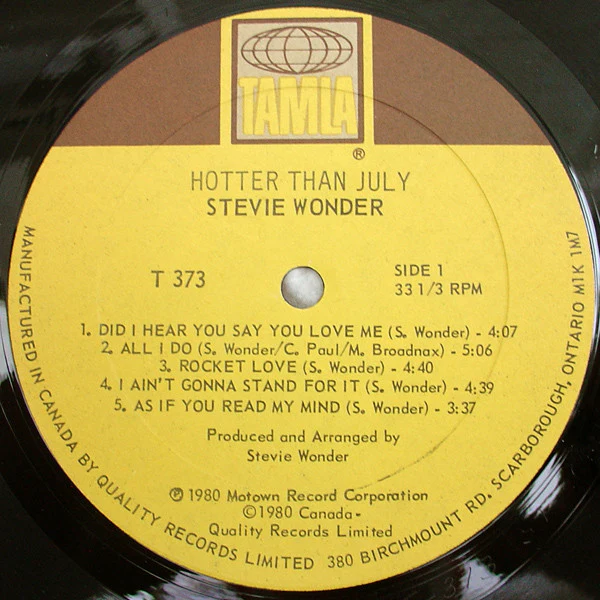 Stevie Wonder / Hotter Than July - LP, Album, Gat (VG+/VG+) - Image 4
