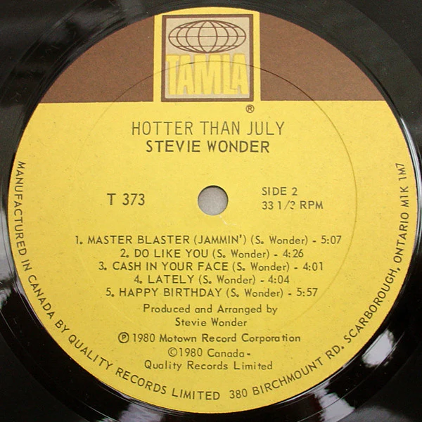 Stevie Wonder / Hotter Than July - LP, Album, Gat (VG+/VG+) - Image 5