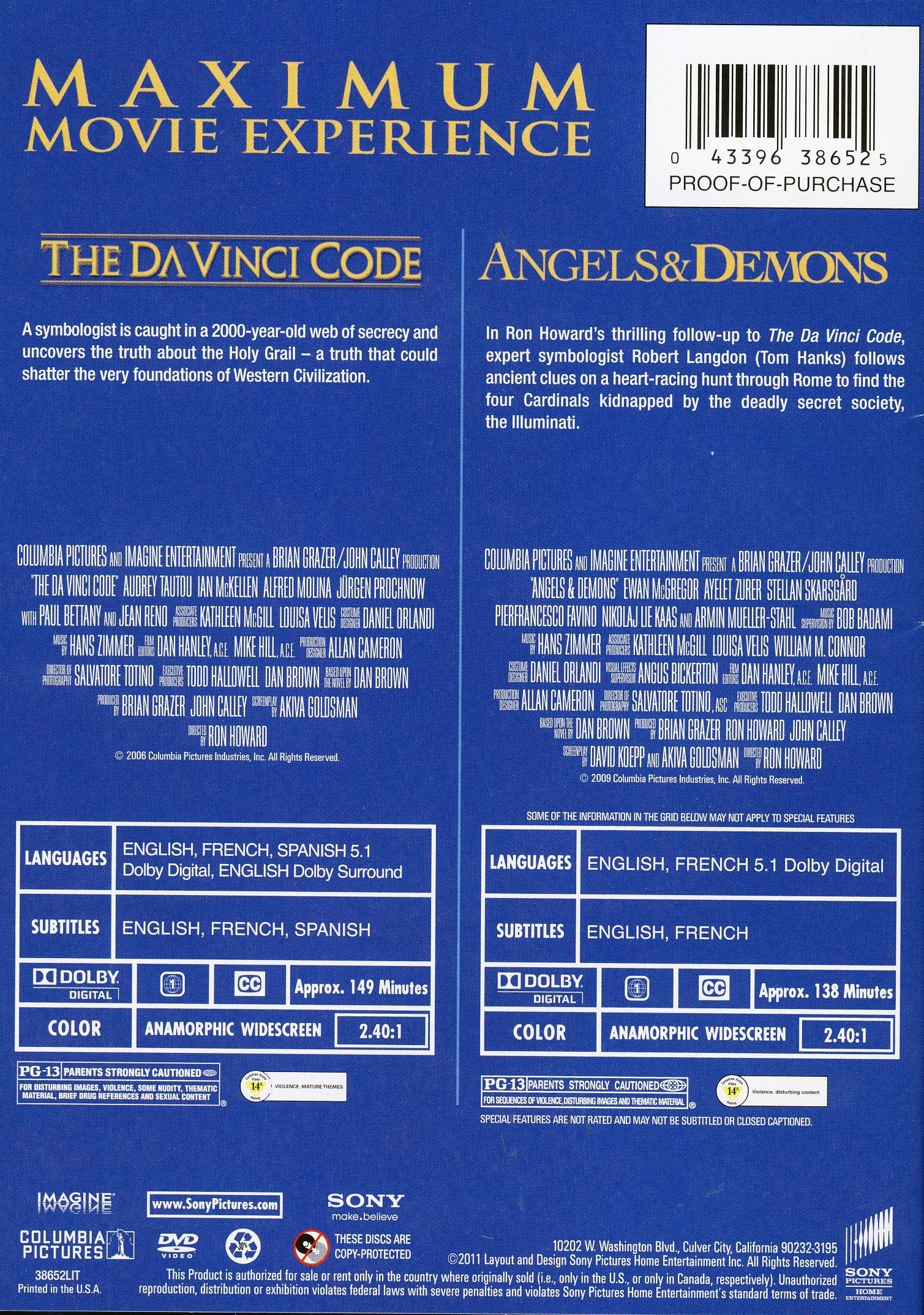 The DaVinci Code/ Angels & Demons (Double Feature) - DVD (Used) - Image 2