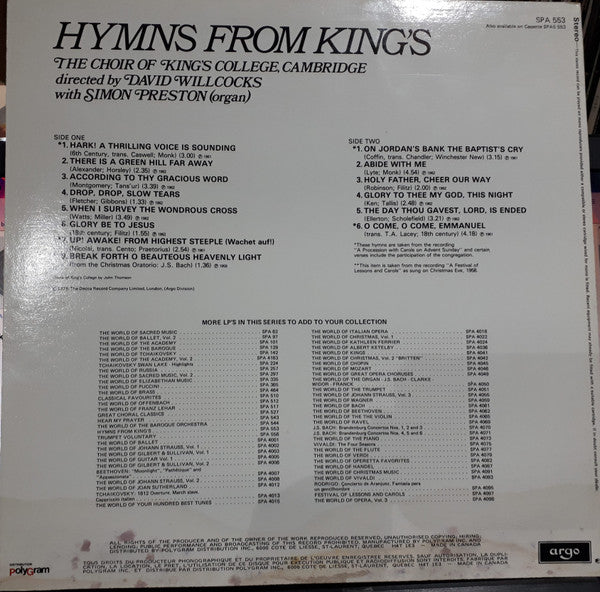 The King's College Choir Of Cambridge / Hymns From Kings - LP, Album (VG/VG) - Image 2