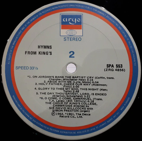 The King's College Choir Of Cambridge / Hymns From Kings - LP, Album (VG/VG) - Image 4