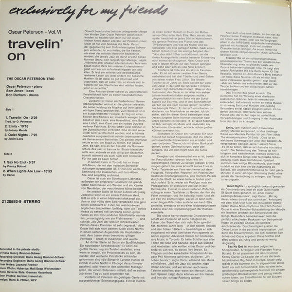 The Oscar Peterson Trio / Travelin' On  - LP, RE (VG+/VG+) - Image 5