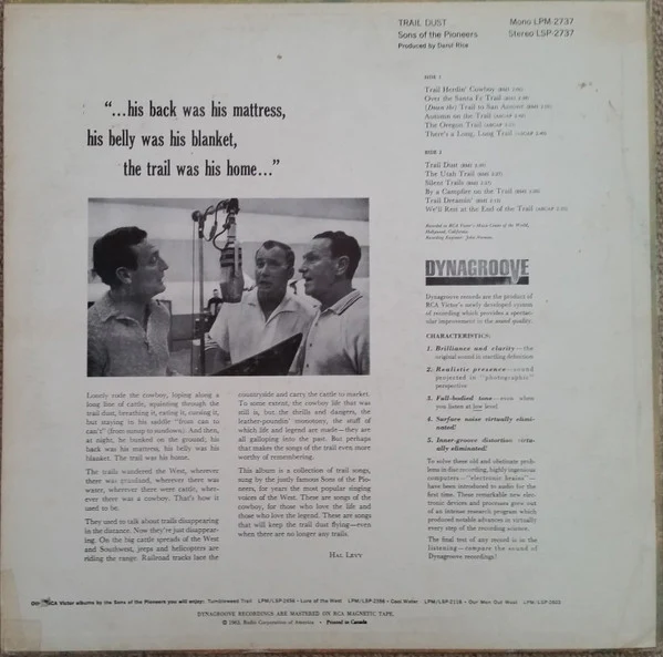 The Sons Of The Pioneers / Trail Dust - LP, Album (VG+/VG+) - Image 2