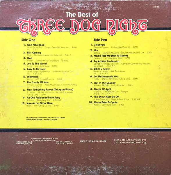 Three Dog Night / The Best Of Three Dog Night (20 Original Hits) - LP USED - Image 2