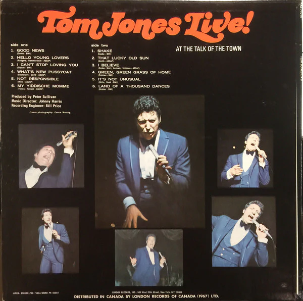 Tom Jones / Tom Jones Live! At The Talk Of The Town - LP, Album (VG+/VG+) - Image 2