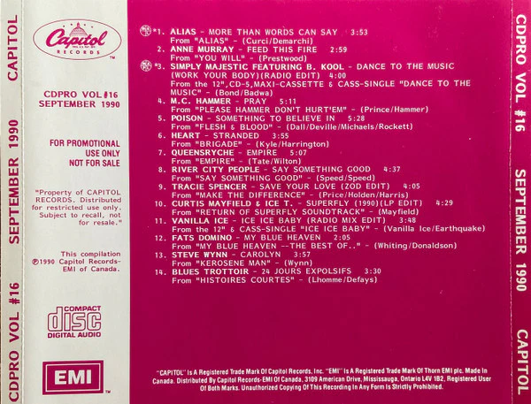 Various / CDPRO Vol #16 (September 1990) - CD, Comp, Promo (VG+/VG+)