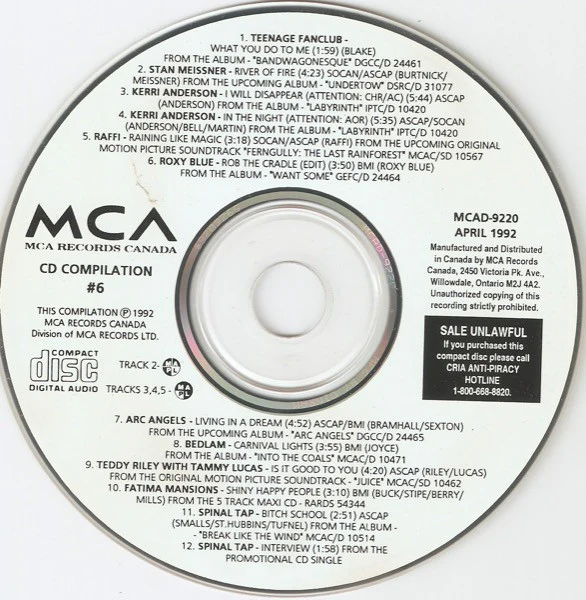 Various / MCA Records Canada - CD Compilation #6 - CD, Comp, Promo (VG+/No Cover)
