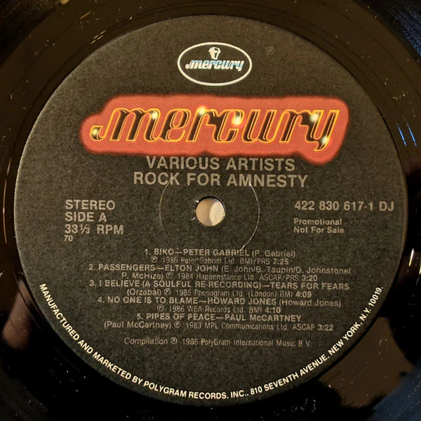 Various / Rock For Amnesty - LP, Comp, Promo (VG+/VG+) - Image 3