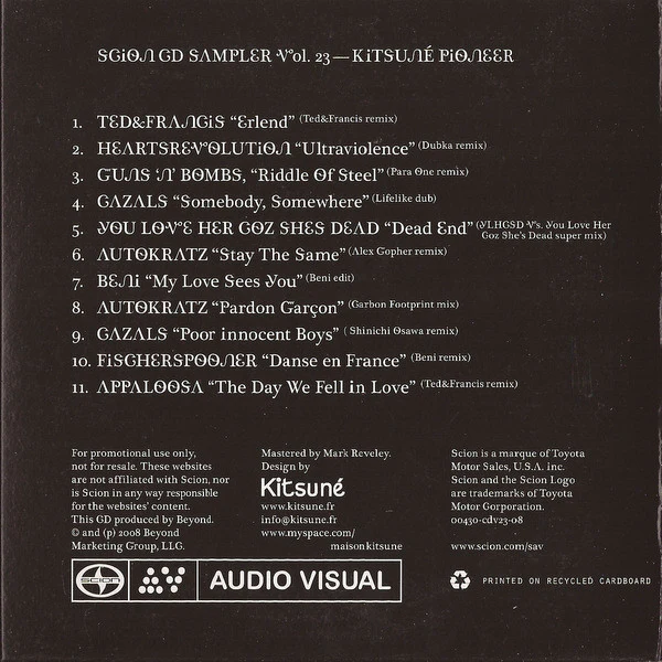 Various / Scion CD Sampler Vol. 23 - Kitsuné Pioneer - CD, Comp, Promo (VG+/VG) - Image 2