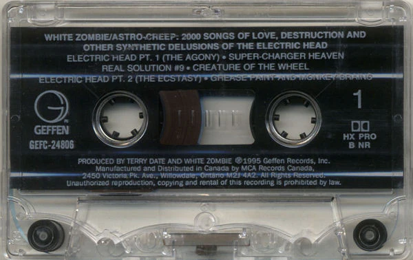 White Zombie / Astro-Creep: 2000 (Songs Of Love, Destruction And Other Synthetic Delusions Of The Electric Head) - Cass, Album, Dol (VG+/VG+) - Image 2