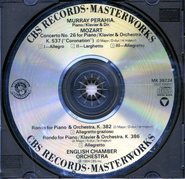Wolfgang Amadeus Mozart - Murray Perahia, English Chamber Orchestra / Piano Concerto No. 26, K. 537 "Coronation" / Rondos, K. 382 & 386 - CD, RE (VG+/VG+) - Image 3