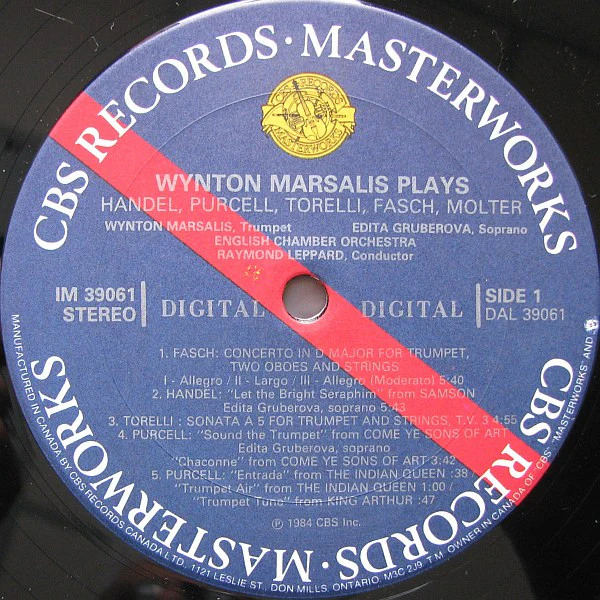 Wynton Marsalis, Edita Gruberova, Johann Friedrich Fasch, Georg Friedrich Händel, Giuseppe Torelli, Henry Purcell, Johann Melchior Molter / Wynton Marsalis Plays Handel, Purcell, Torelli, Fasch, Molter - LP Used - Image 3