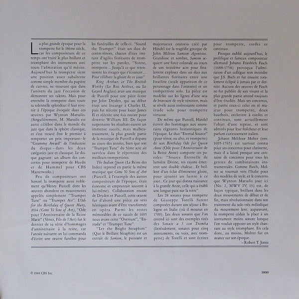 Wynton Marsalis, Edita Gruberova, Johann Friedrich Fasch, Georg Friedrich Händel, Giuseppe Torelli, Henry Purcell, Johann Melchior Molter / Wynton Marsalis Plays Handel, Purcell, Torelli, Fasch, Molter - LP Used - Image 5